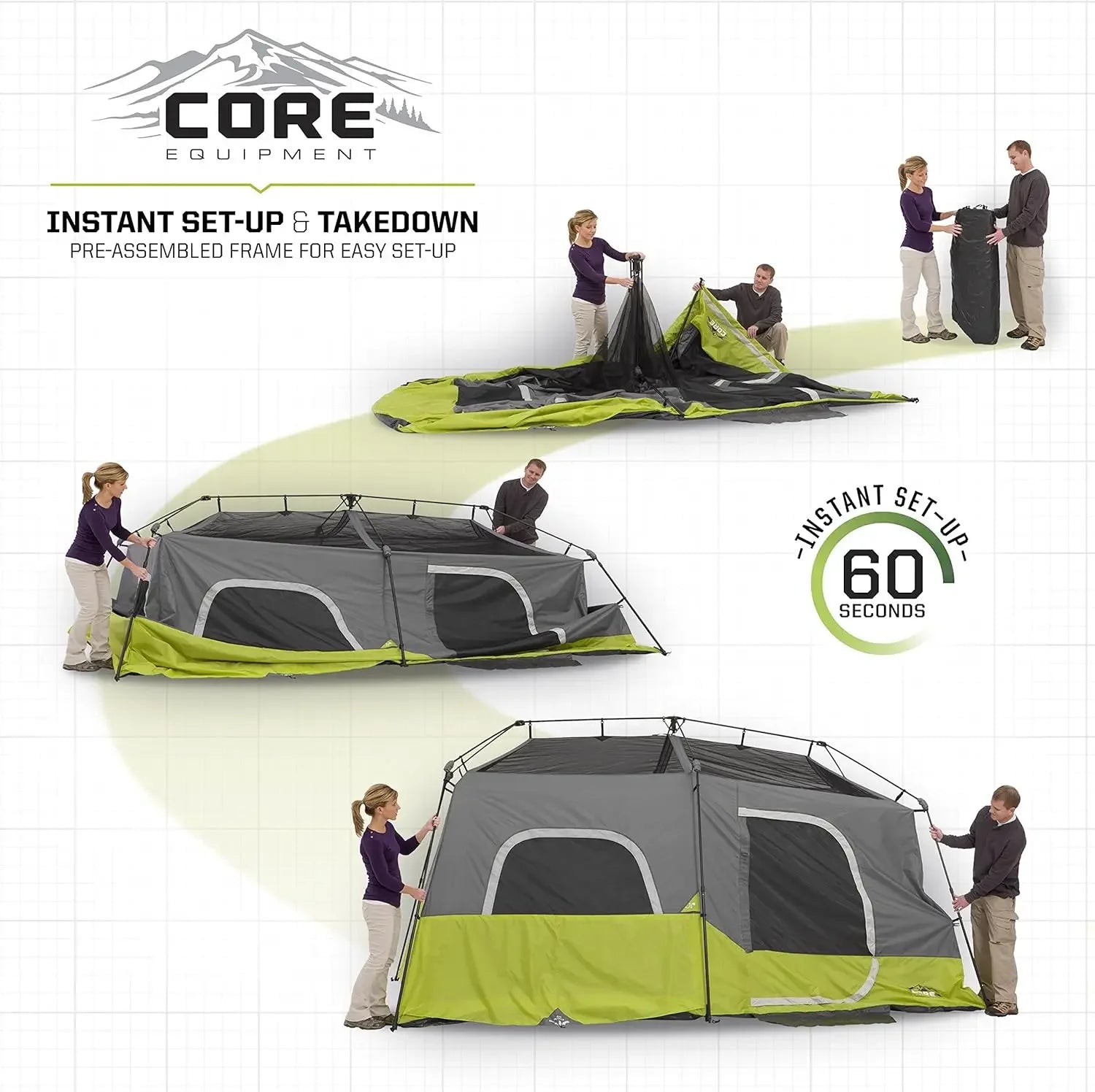 Bestseller 9 Person Instant Cabin Tent - 14' x 9', Green