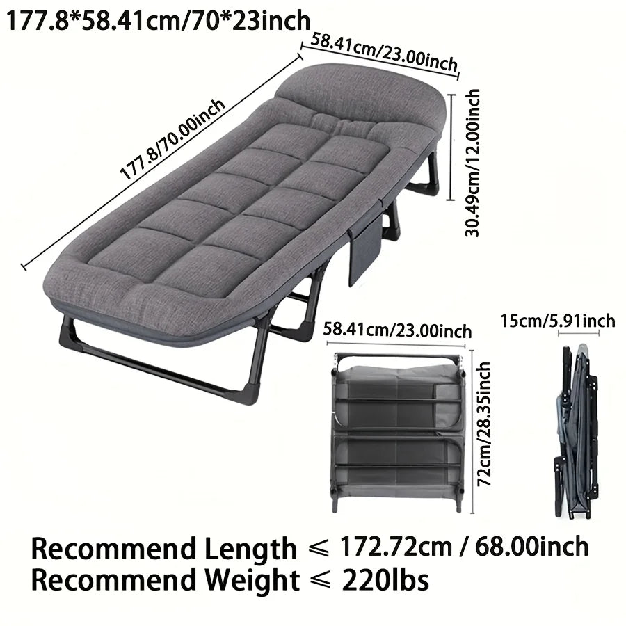 Heavy-Duty Adjustable Portable Folding Bed, Pillow & Blanket - 550 lbs Weight Capacity, Foldable Single Bed Frame from China