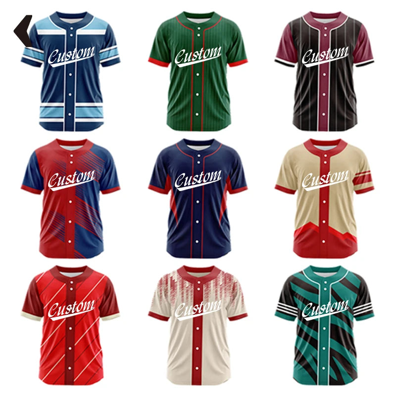 Custom Button Men Baseball Jersey Color Print Personal Team Name, Sponsor, Number