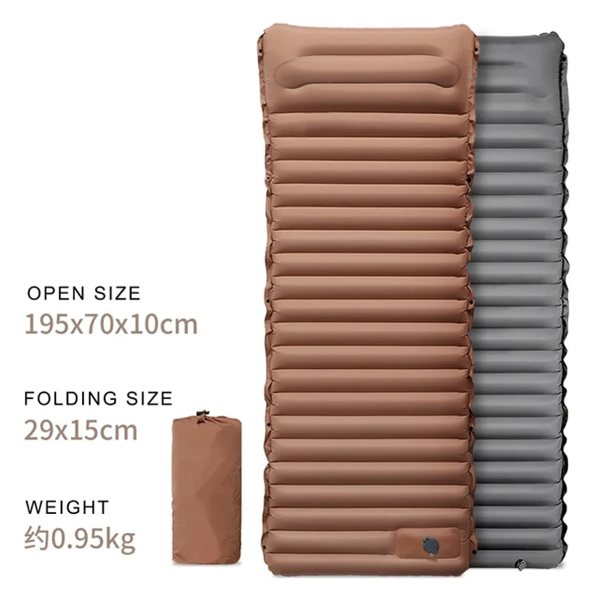Ultra-Light Sleeping Mat 4" Thick Self-Inflating for Camping