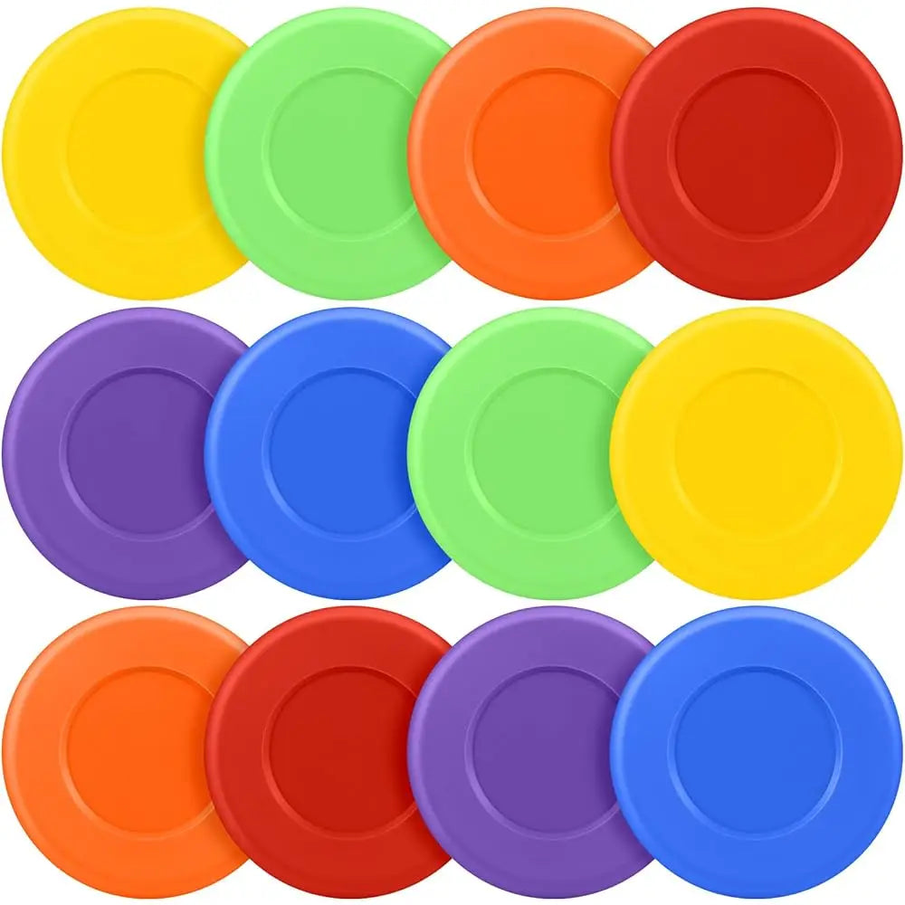 12/24 Pcs Assorted Ice Hockey Pucks Diameter 3\ Thickness 1\ Lightweight Hard Hollow Plastic Pucks for Practicing and Traini