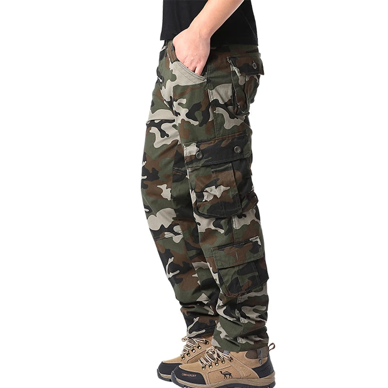 Men's Tactical Camouflage Overalls High-Quality Cotton Multi-Pocket Trousers Sports Training Casual Work Pants from China