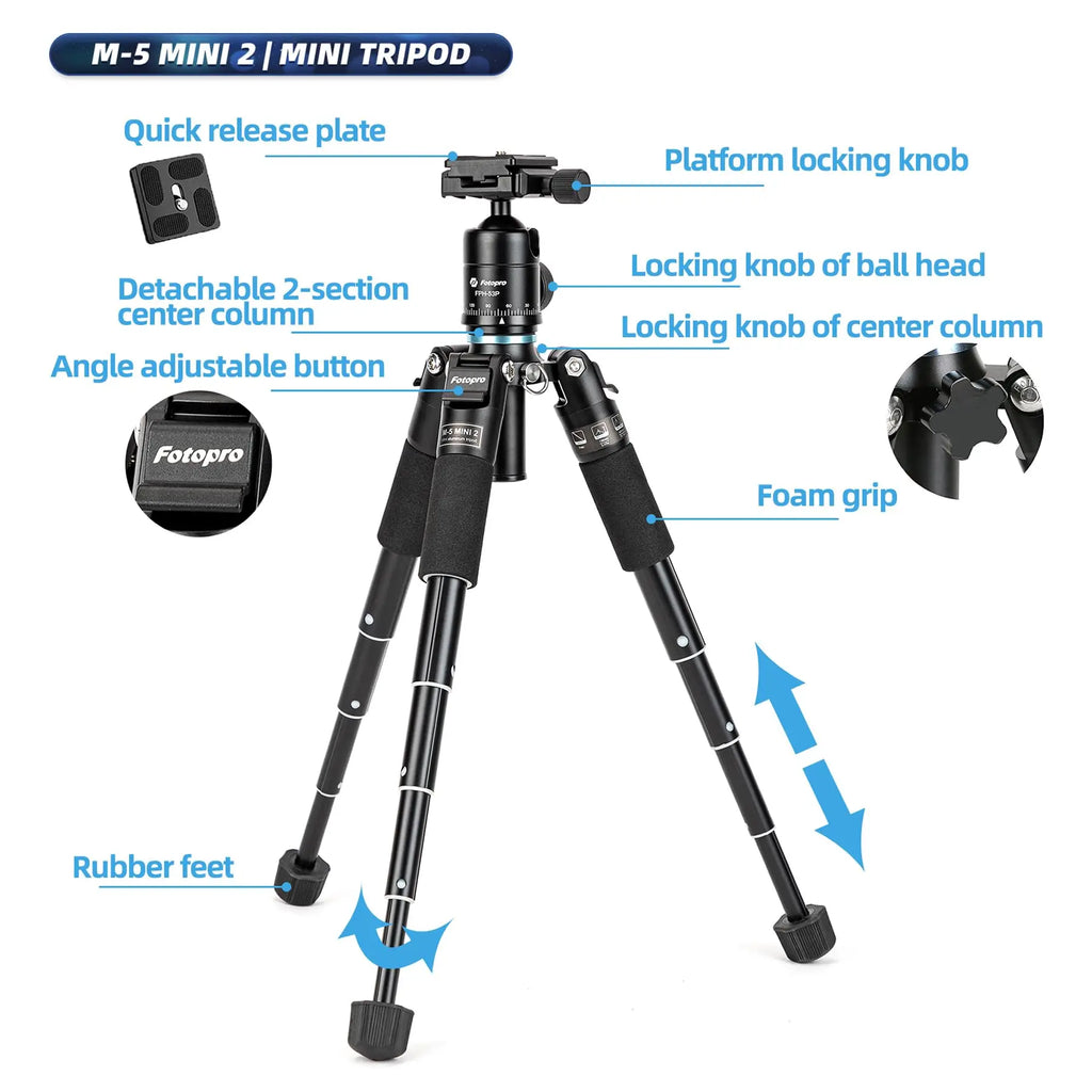 Mini Tripod Portable Aluminum Small Camera Tripod with Carrying Bag