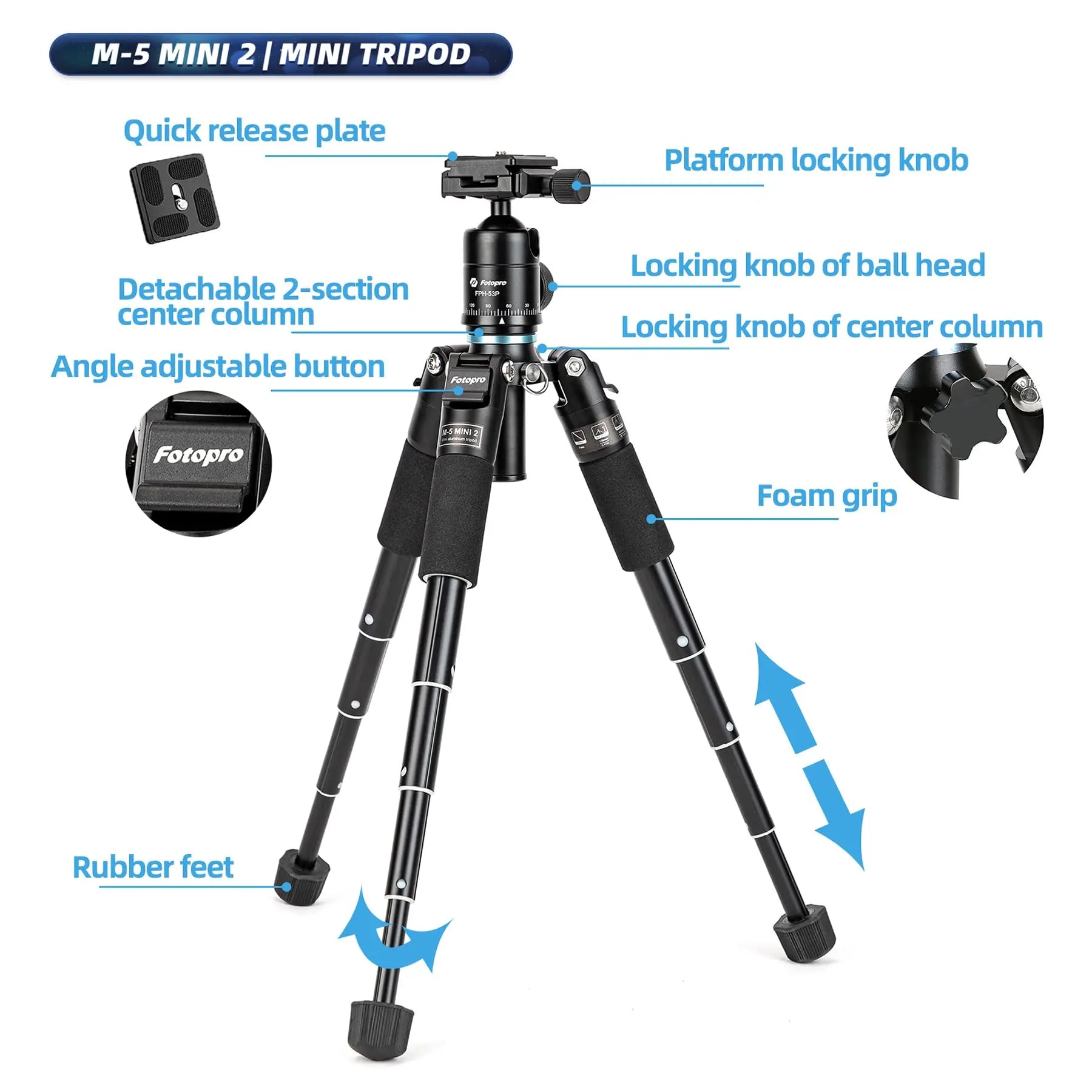 Mini Tripod Portable Aluminum Small Camera Tripod with Carrying Bag