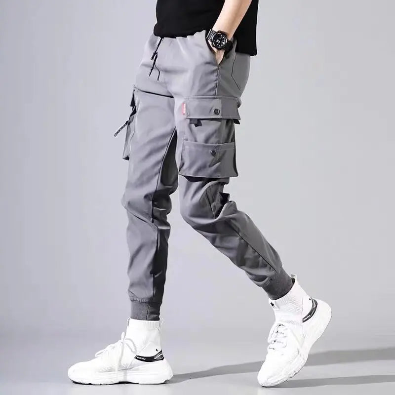 2024 New Trendy Solid Color Pants, Multi Flap Pocket Men's Cargo Pants, Loose Casual Outdoor Pants, Men's Work Pants oversized from China