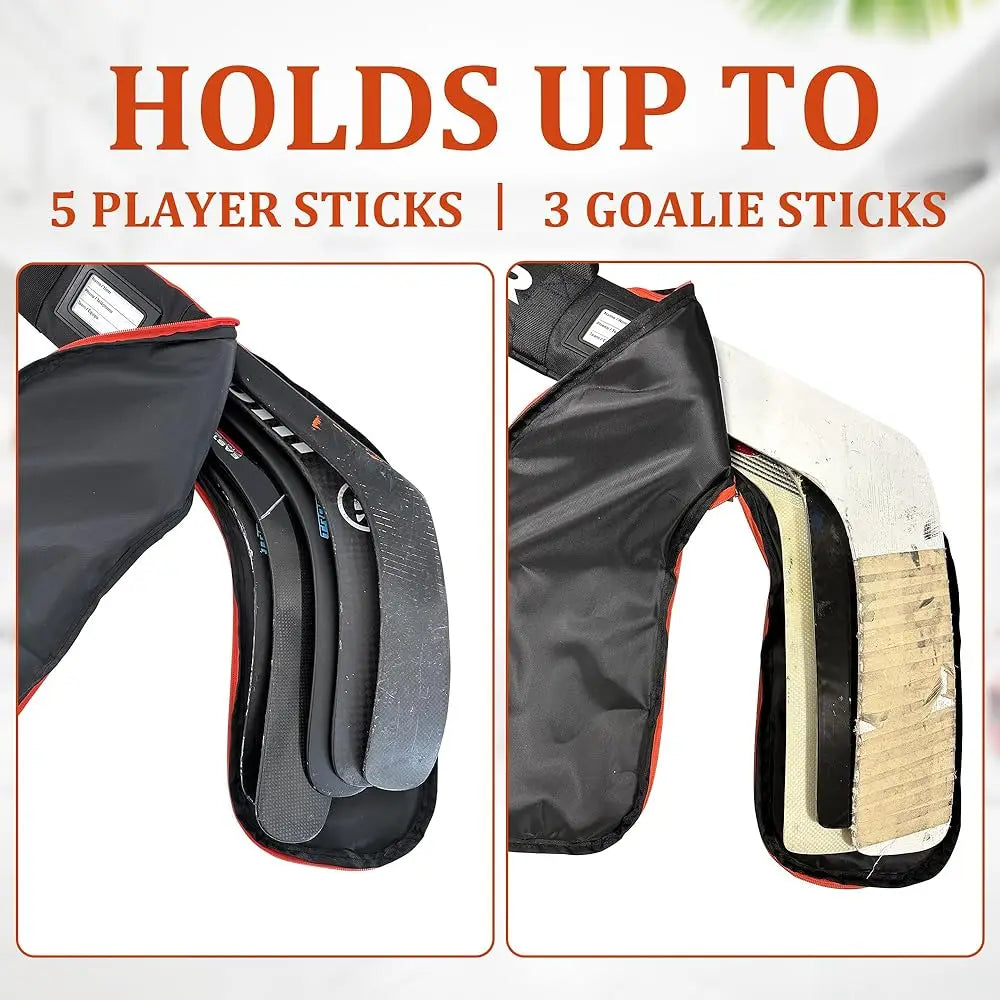 Ice Hockey Stick Bag for Travel - Premium Padded Adjustable Hockey Stick Travel Bag with Durable Zippers and Snaps