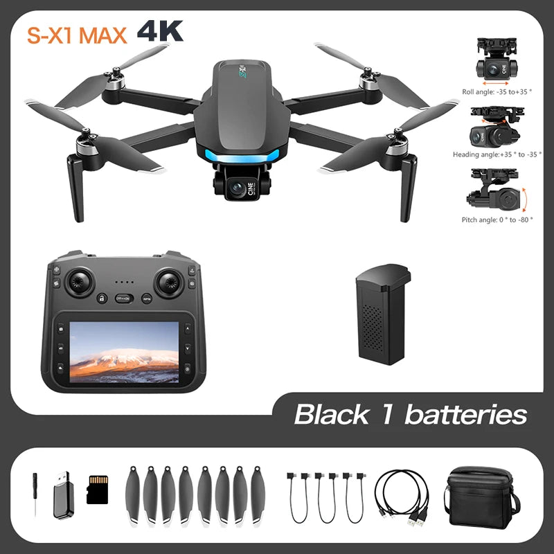 Original S-X1 GPS Drone 8KHD professional camera Three-axis gimbal WIFI UAV Obstacle Avoidance Folding Quadcopter Brushless Drone from China
