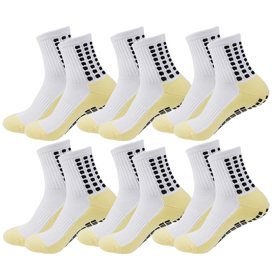 6 Pairs Shockproof Towel Bottom Grip Socks Athletic Soccer Socks