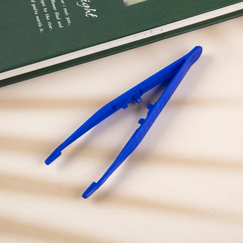 10pcs Plastic Blue Tweezers Medical Beads Disposable Tweezers