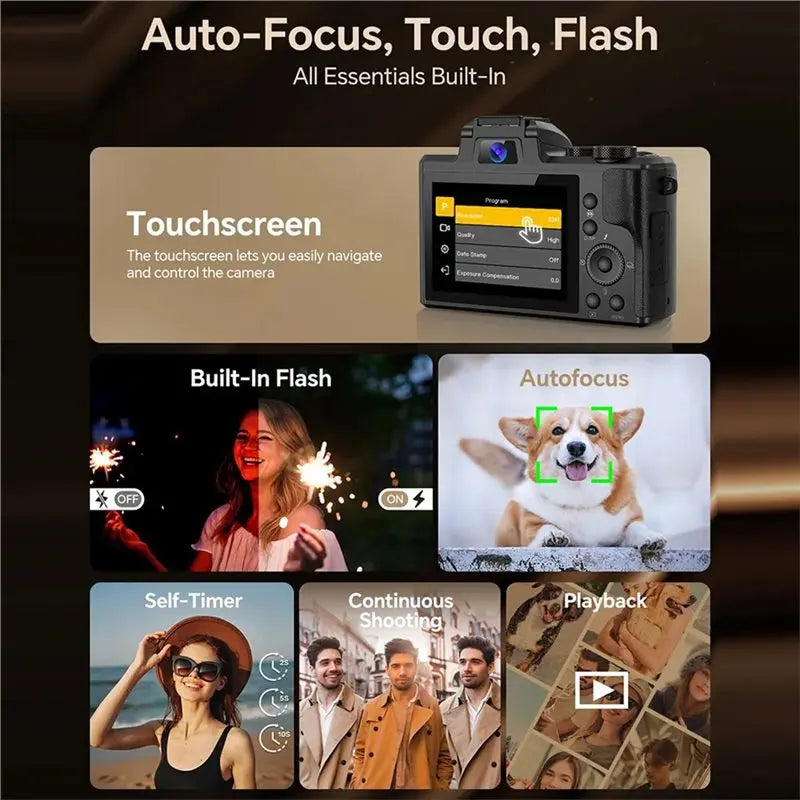 Vlog Recording 8K Digital Camera, Autofocus, Wifi, Touch Screen and 16X Zoom