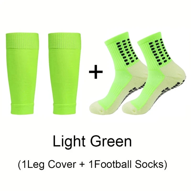 1 Set Men's Grip Soccer Socks and Leg Covers