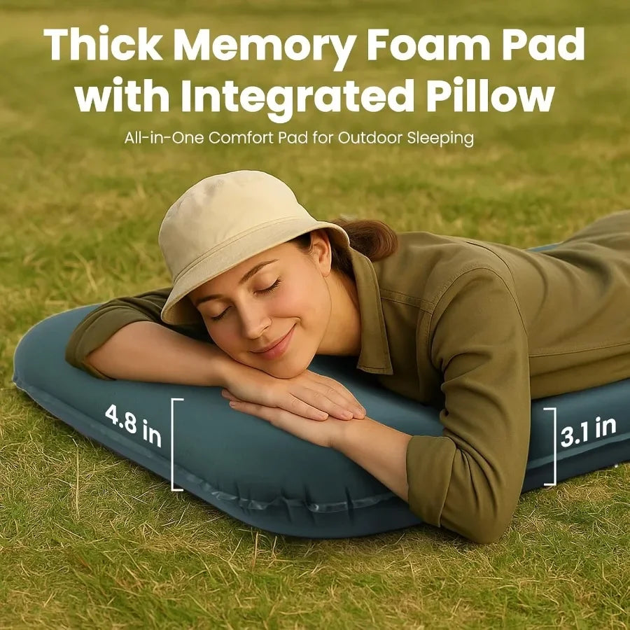 3.15 Thick Self-Inflating Sleeping Pad for Camping with Built-in Pillow and Electric Pump