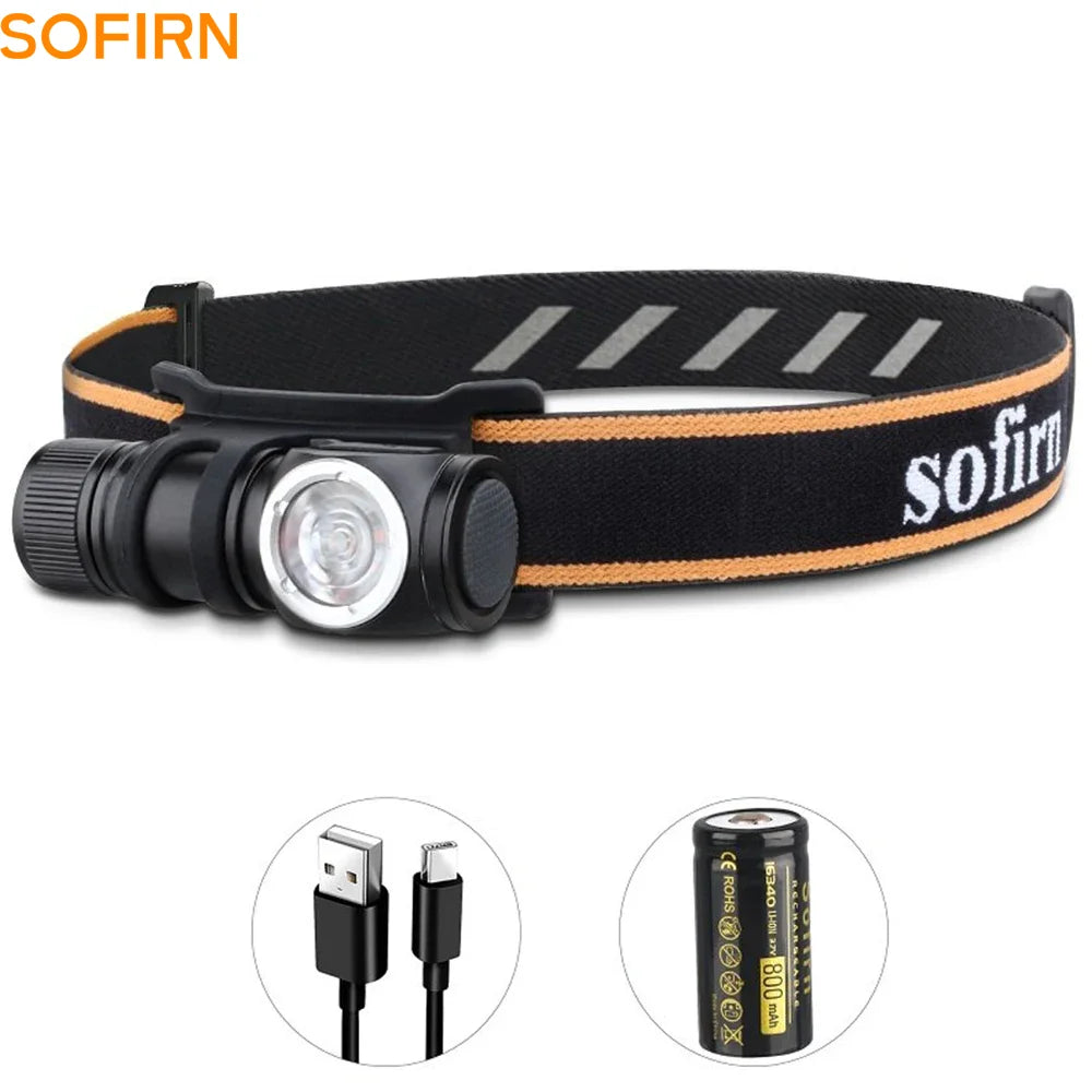 USB C Rechargeable LED Headlamp and Mini Flashlight