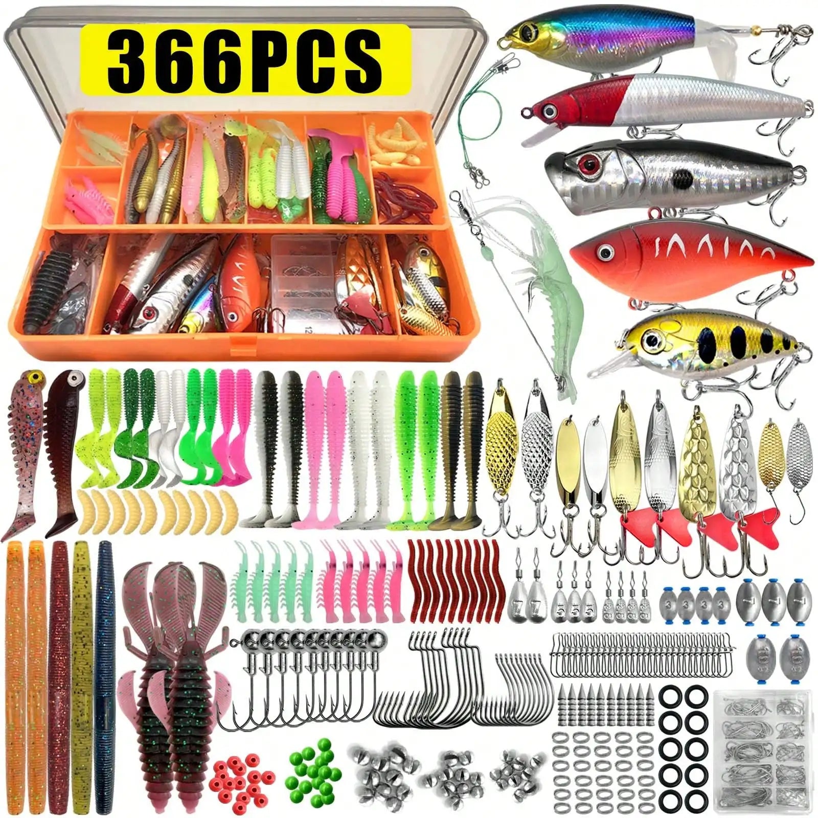 Multi-Size Mixed Fishing Lure Set Multi-Layer Storage Tackle Box Professional Bait Kit For Trout Perch Bass Outdoor Angling Gear