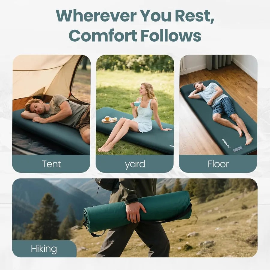 3.15 Thick Self-Inflating Sleeping Pad for Camping with Built-in Pillow and Electric Pump