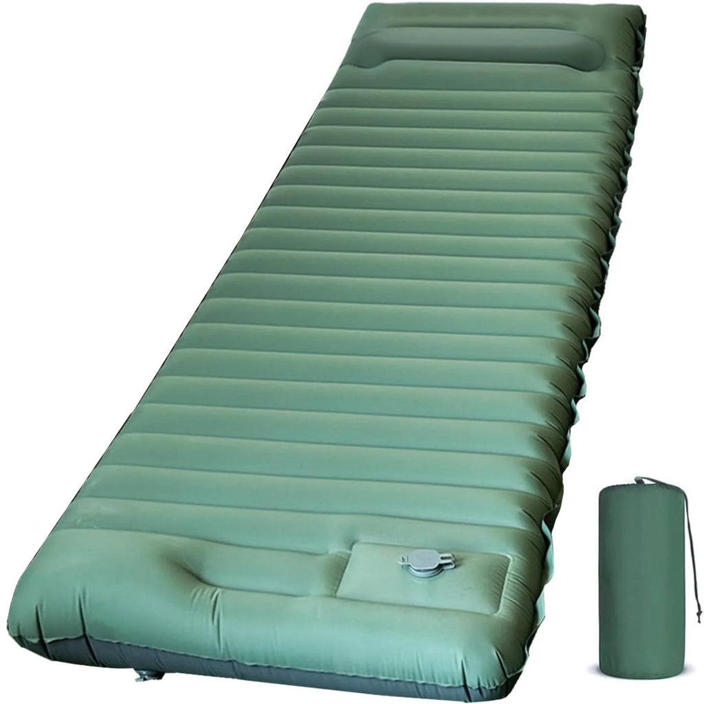 Ultralight Extra Thick 4Inch Camping Sleeping Pad with Built-In Pillow And Foot Pump Inflatable Sleeping Mat for Outdoor Camping from China