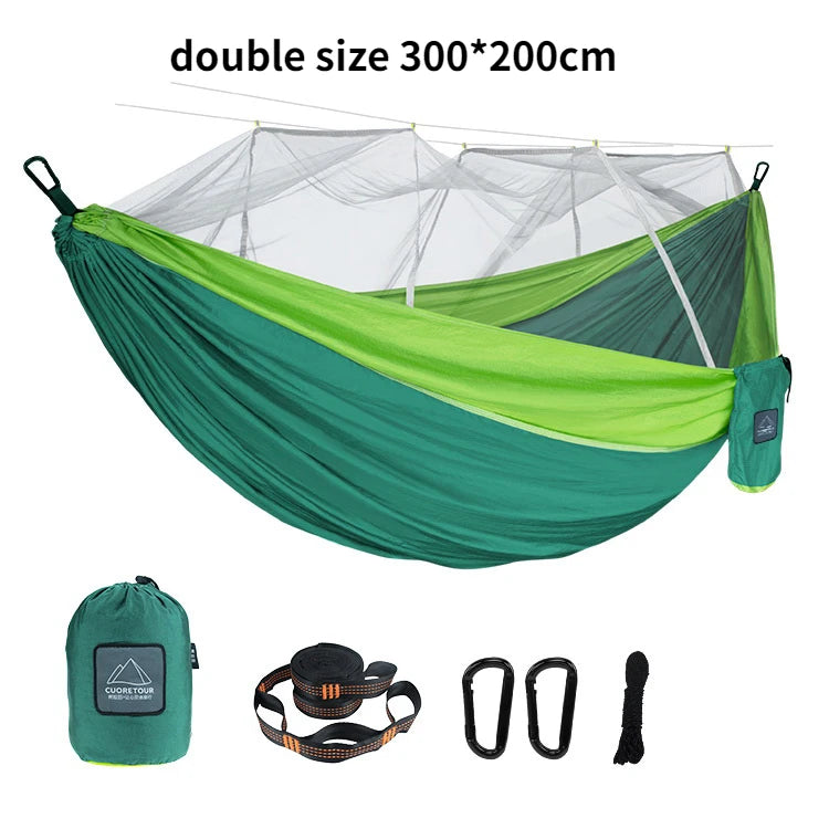 Single or Double Camping Hammock with Mosquito Net
