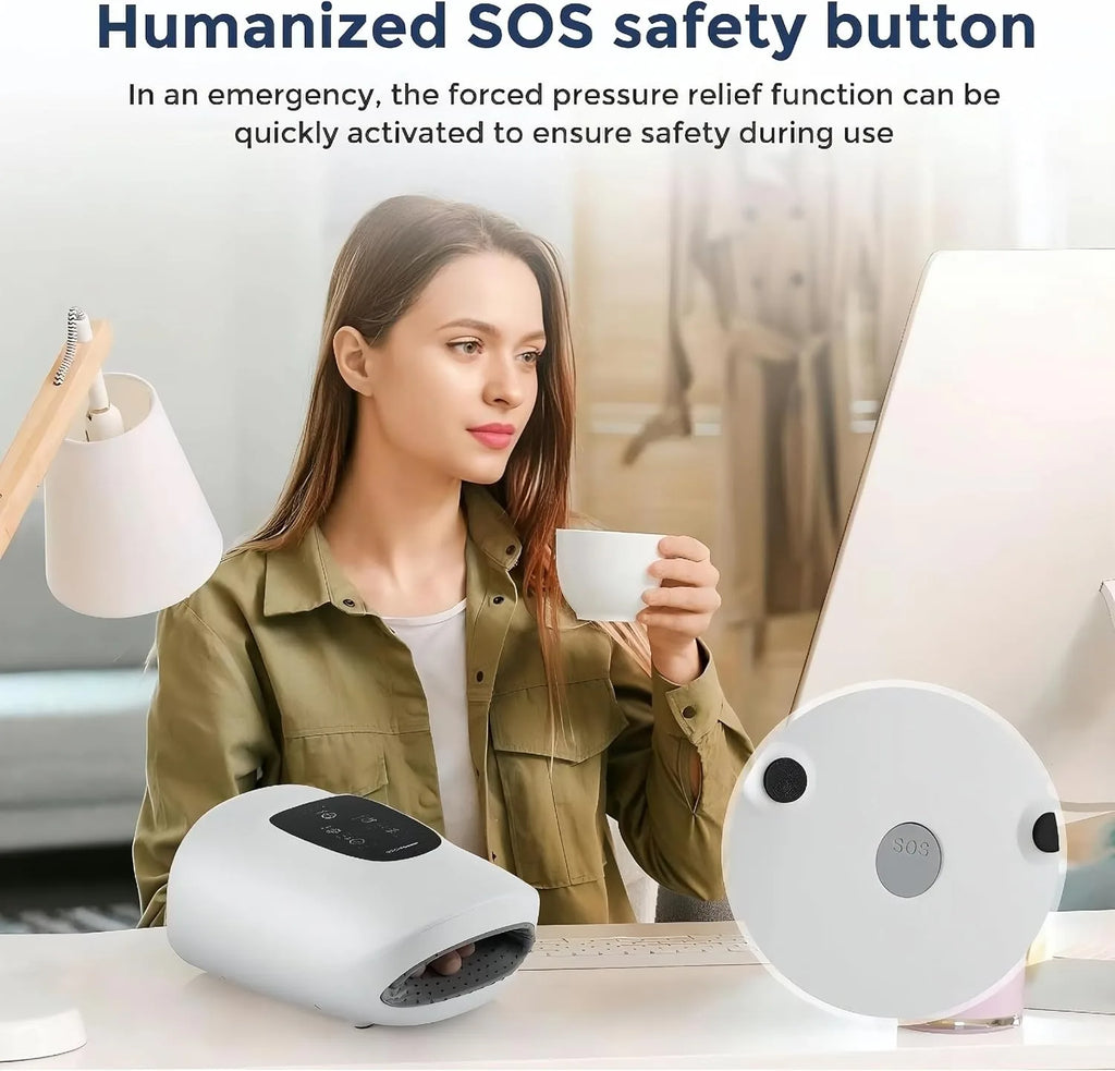 Wireless 3 Modes Airbag Hot Compress Hand Massager Air Compression Vibration Massage of Finger Palm