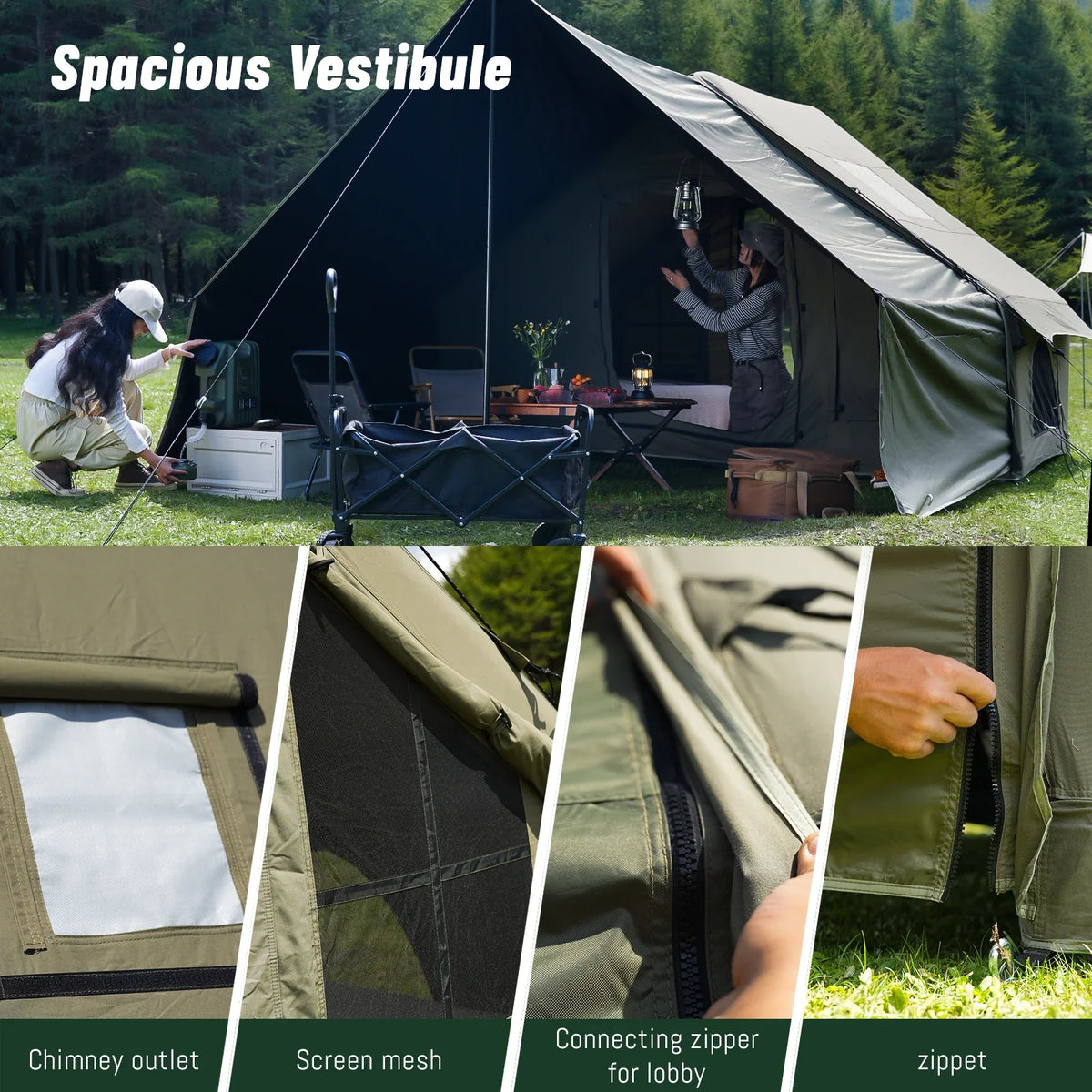 PAKICETUS Inflatable Camping Tent 4 Season Snowproof Family Shelter Hand Pump Easy Setup Outdoor Camping