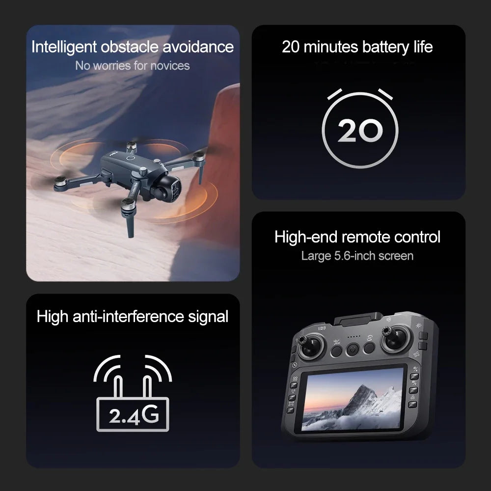 Lenovo V988  Drone Professional 4K HD 8K Dual Camera Remote control with large screen 5G WIFI FPV Foldable Quadcopter RC Dron
