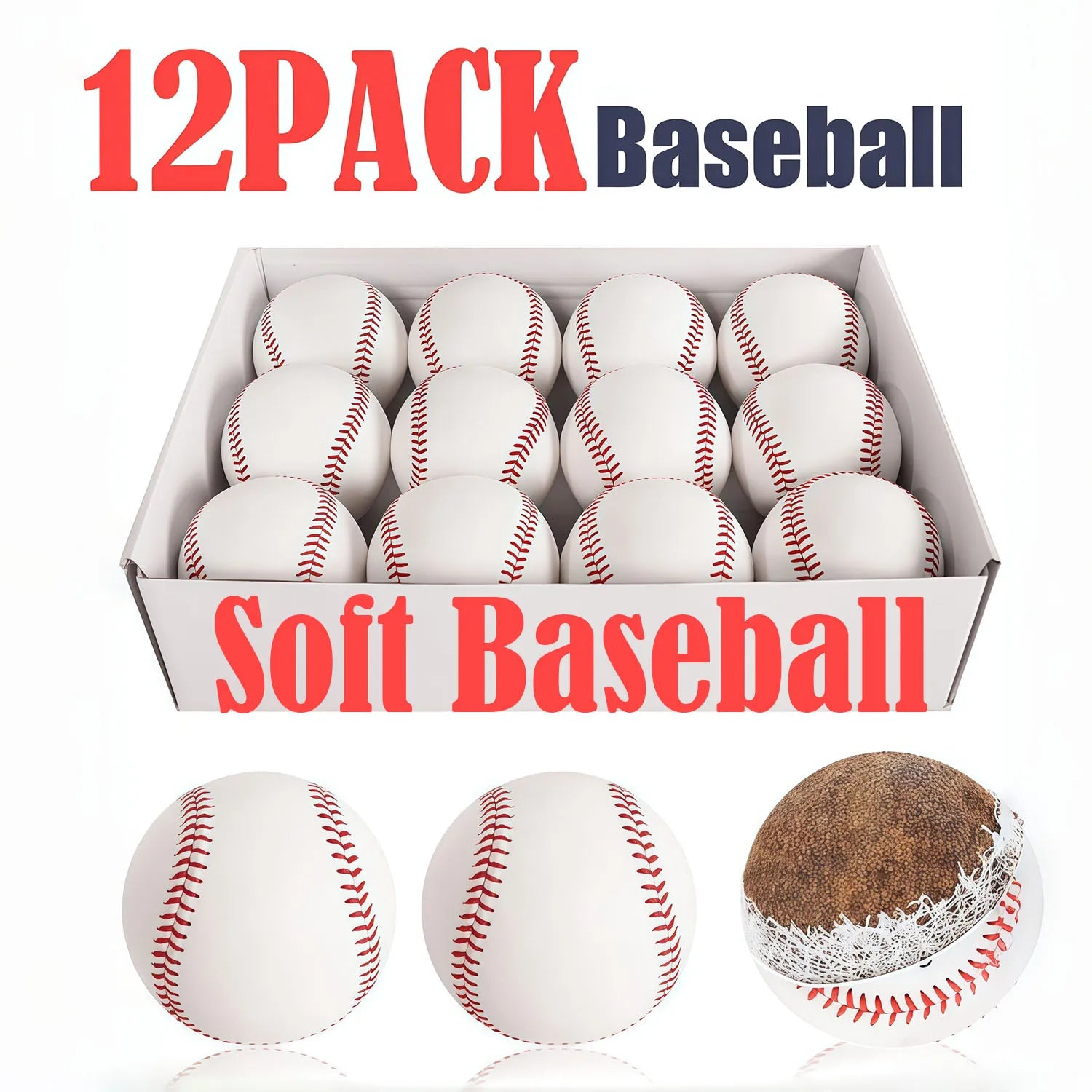 12 Pack 9inch Hardwood/soft Standard Size Adult Baseballs Leather Covered