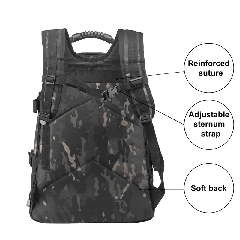 Extra Large 60L  Water Resistant Sturdy Outdoor Camo Travel Laptop Military Tactical Backpack For Men Women