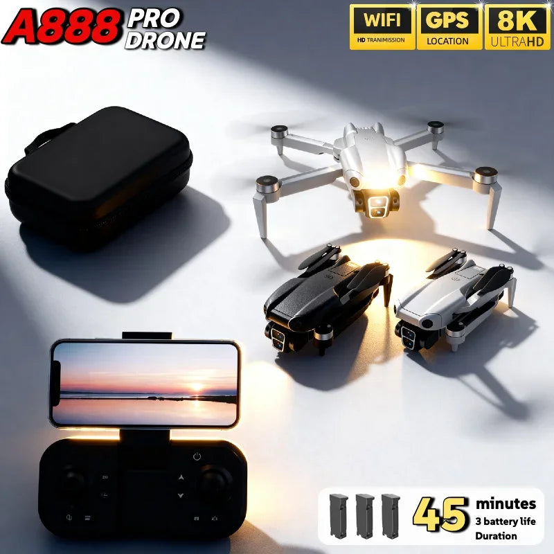 Lenovo A888 RC Drone 8K HD Dual Camera 5G WIFI FPV Screen Remote Control Brushless Motor Obstacle Avoidance Foldable Quadcopter