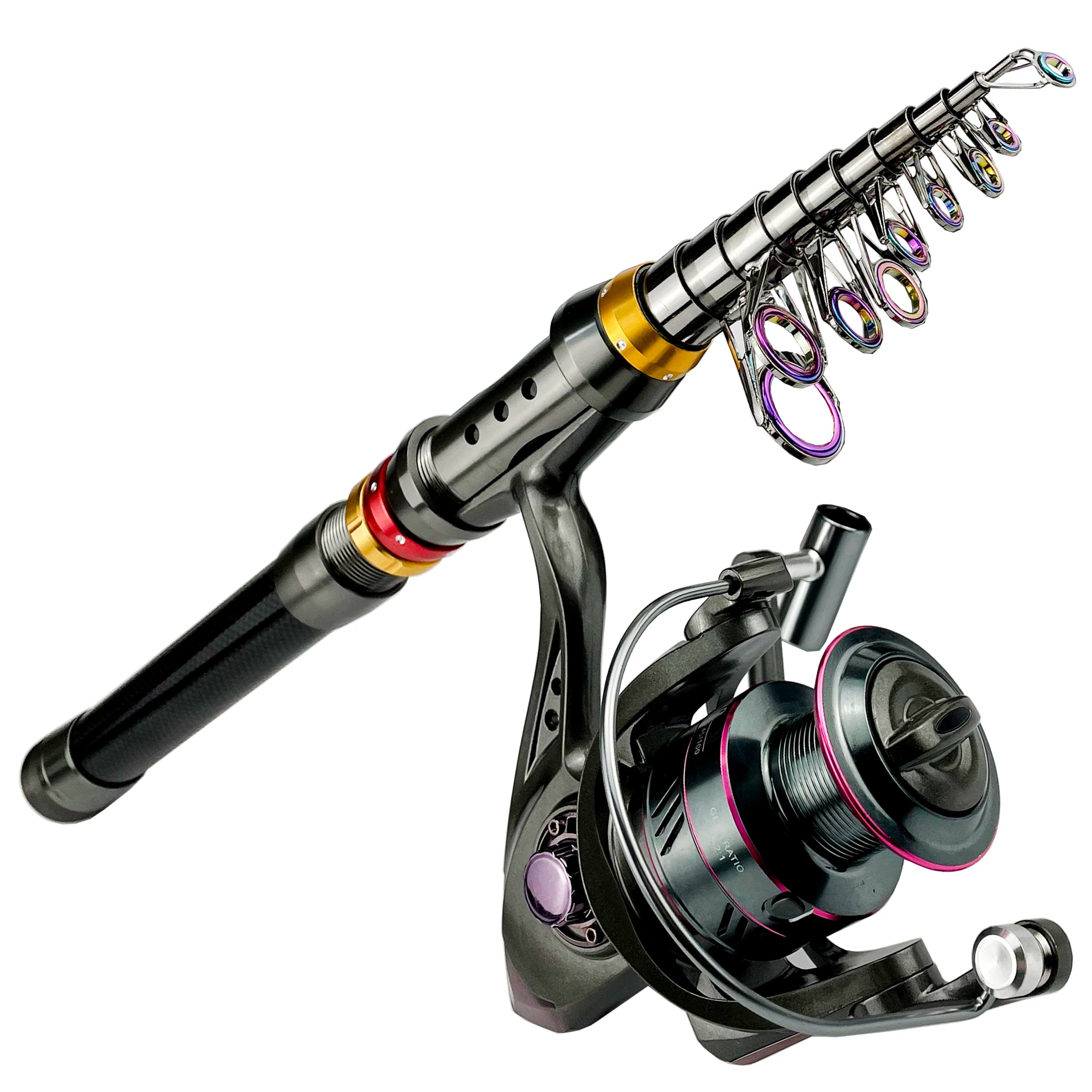 Telescopic 1.8-3.6m Carbon Fiber Fishing Rod And Reel Combo