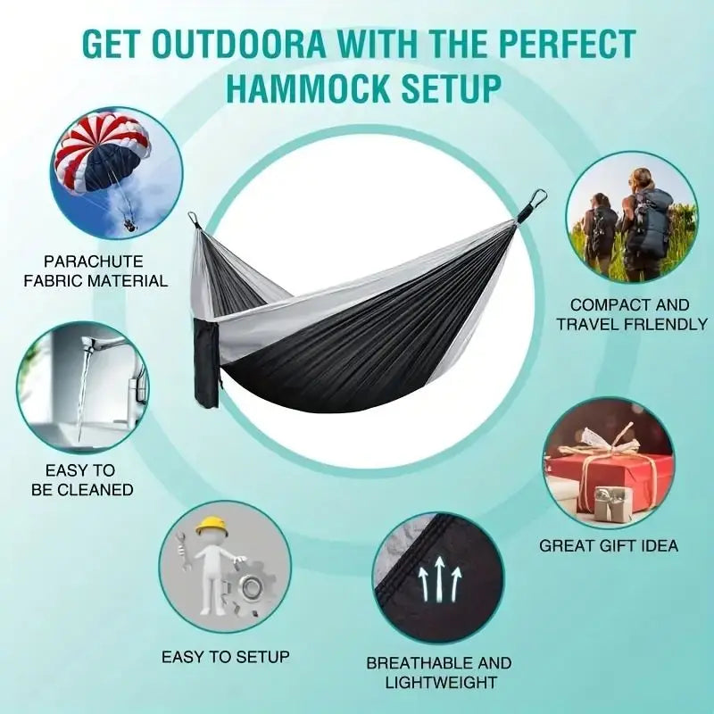 Outdoor Camping Hammock Portable Hammock Beach Backyard Courtyard Hiking Anti Rollover Double Hammock Outdoor Camping Equipment from China