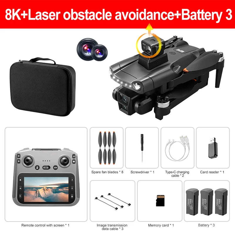 Lenovo V198MAX GPS Drone 4K 8K Professional Camera Aerial FPV Brush Laser Obstacle with Large Screen Remote Control Folding Drone from China