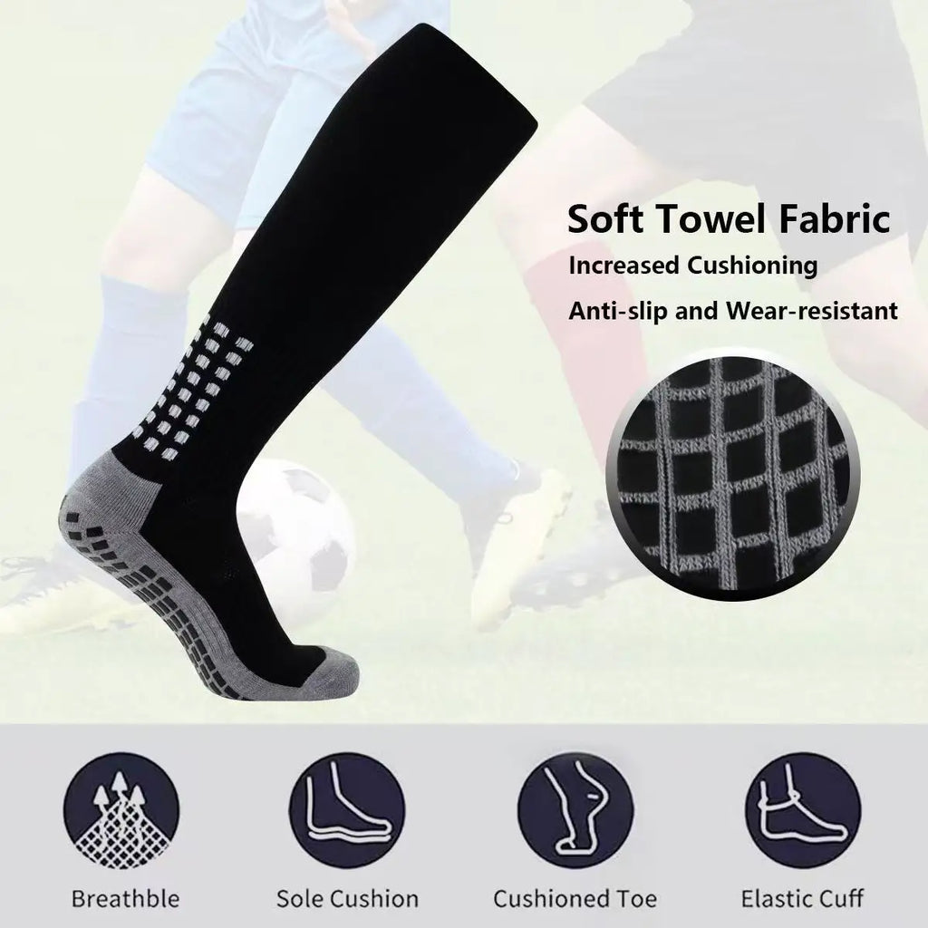 1 Pair Men's Soccer Socks Anti Slip Knee Socks Non Slip Grip Pads for Football Basketball Sports Grip Socks from China