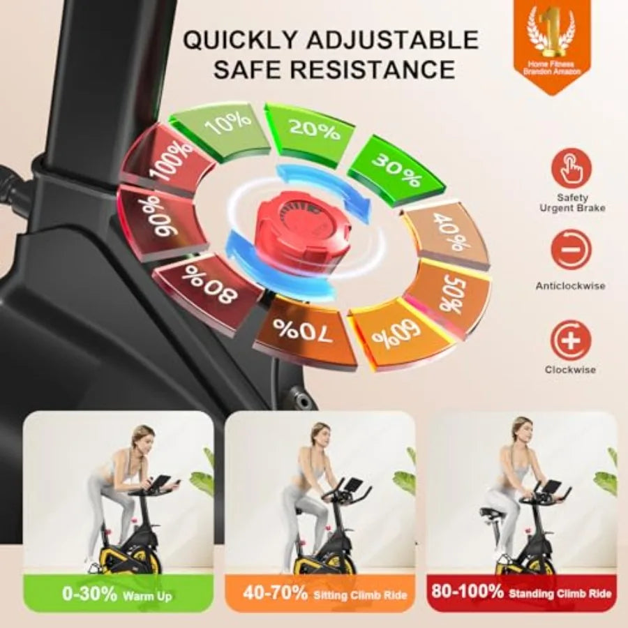 Indoor Cycling Bike for Home Exercise with Adjustable Magnetic Brake Pad Resistance Silent Belt Drive