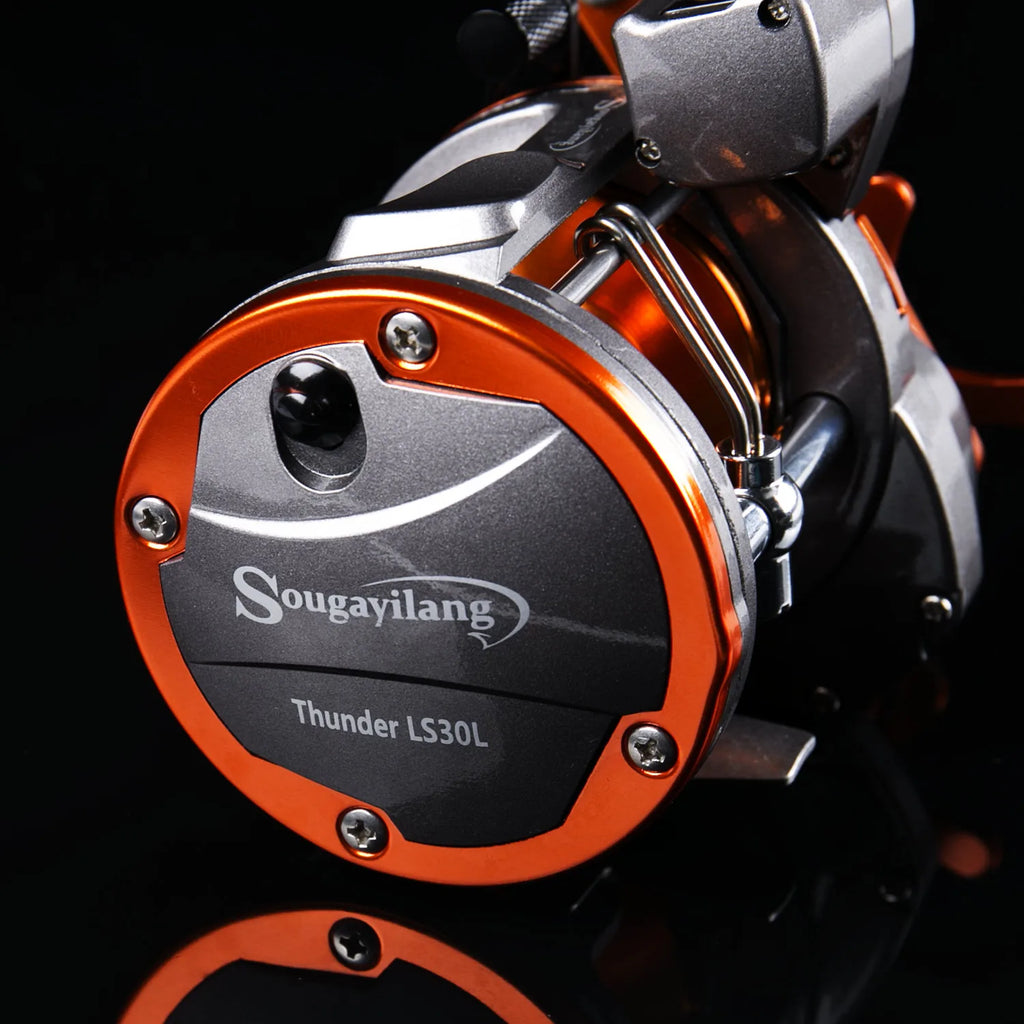 Sougayilang Line Counter Trolling Reel Conventional Level Wind Fishing Reel for Sea Bass Grouper 4.1:1/6+1BB Max Drag 30Kg from China