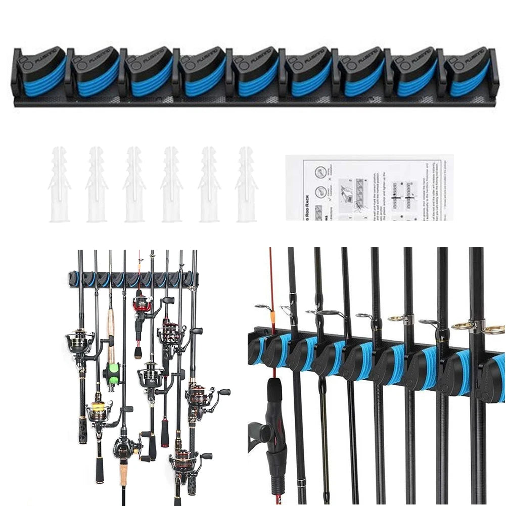 Wall Mounted  Vertical and Horizontal Fishing Pole Holder Storage Hanging Bracket