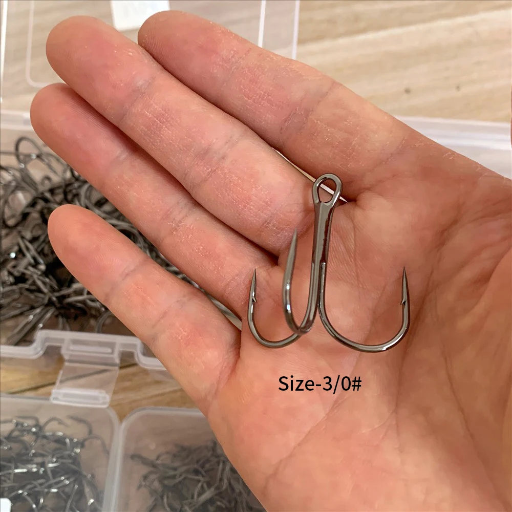 50Pcs High Carbon Treble Hooks Sizes 4/0# 6# 10# 12# 16#