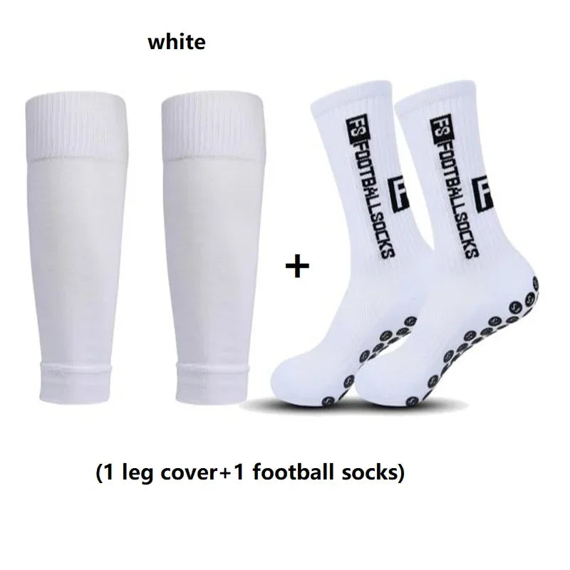 1 Set of High Quality FS Men's Leg Cover and Anti Slip Soccer Sports Socks