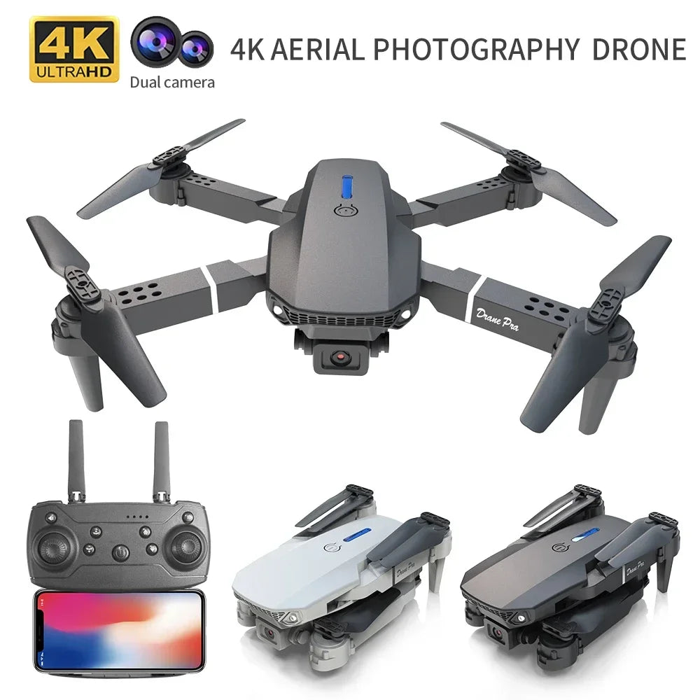 Professional mini remote control drone E88 4K HD aerial camera WiFi FPV foldable quadcopter RC helicopter Children's toy Gift from China