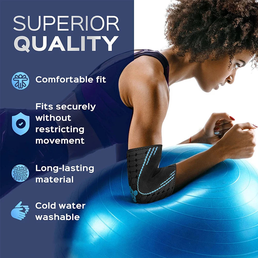 1PC Elbow Compression Sleeves For Tennis and Golfer's Elbow, Breathable Elastic Blend Elbow Brace Support for Men and Women