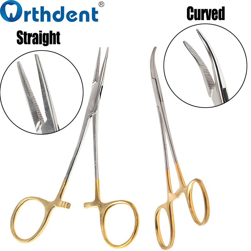 Hemostatic Forceps Stainless Steel Mosquito Locking Clamp Plier Tweezers (Curved/Straight)