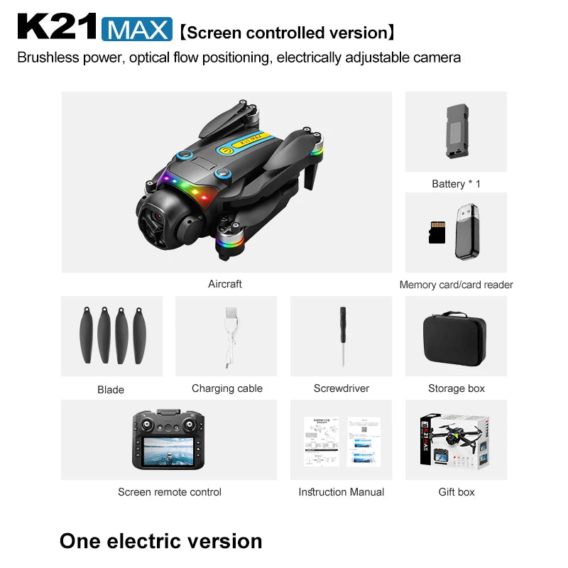 Folding Portable RC Drone Brushless Motor Screen Remote Control WiFi Low Latency Transmission Dual Camera 90° Wide Angle LED Rolling Light Outdoor Aerial Drone