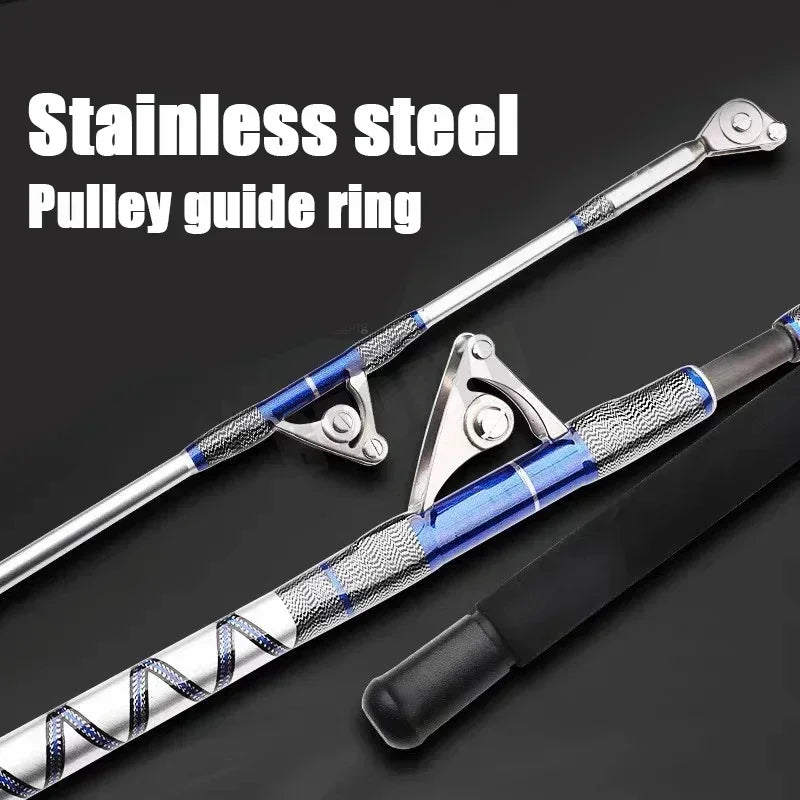 1.98M 2.1M Saltwater Spinning Big Game Fishing Rod 50kg 2 Piece Offshore Trolling Rod Sea Boat Fishing Pole with Roller Guides from China
