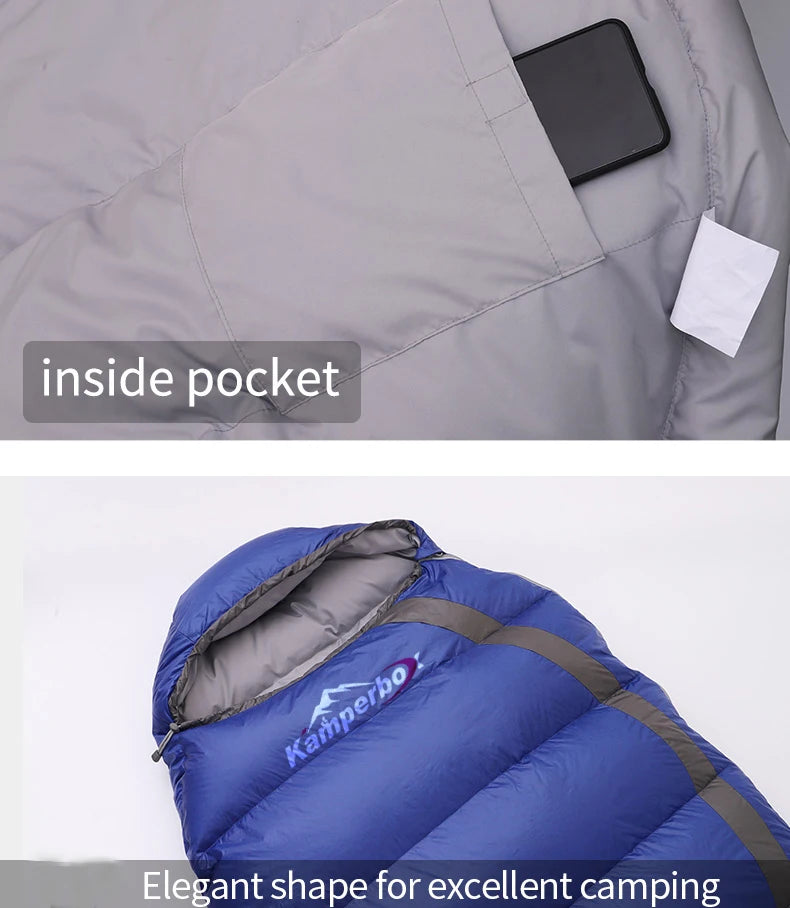 Kamperbox Sleeping Bag Winter Cold Down Sleeping Bag Camping Equipment Down Slippers Lightweight Sleeping Bag from China