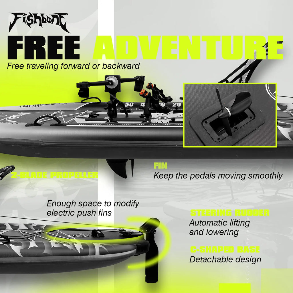 Fishing Kayak Boat Pedal Drive Sit on Top Pedal Drive Kayak Power System Orientation System, 11'*48"*6",Capacity 660LBS