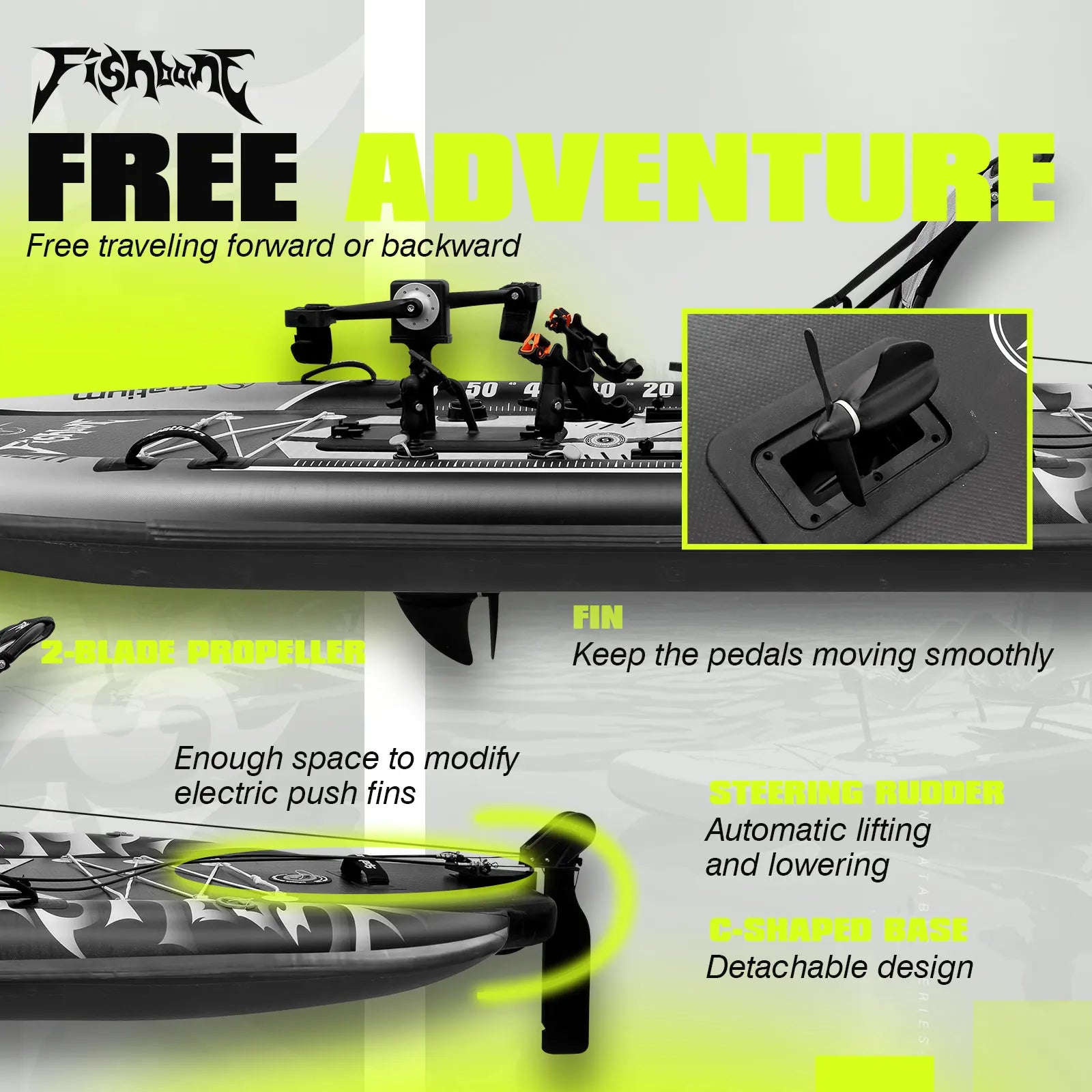 Fishing Kayak Boat Pedal Drive Sit on Top Pedal Drive Kayak Power System Orientation System, 11'*48"*6",Capacity 660LBS