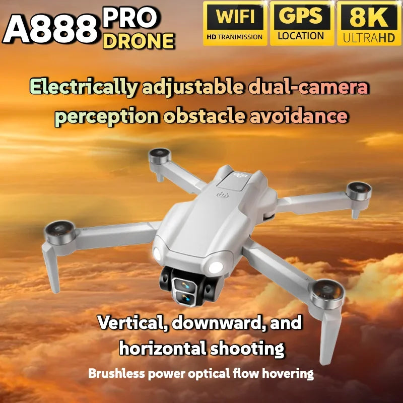 Lenovo A888 RC Drone 8K HD Dual Camera 5G WIFI FPV Screen Remote Control Brushless Motor Obstacle Avoidance Foldable Quadcopter