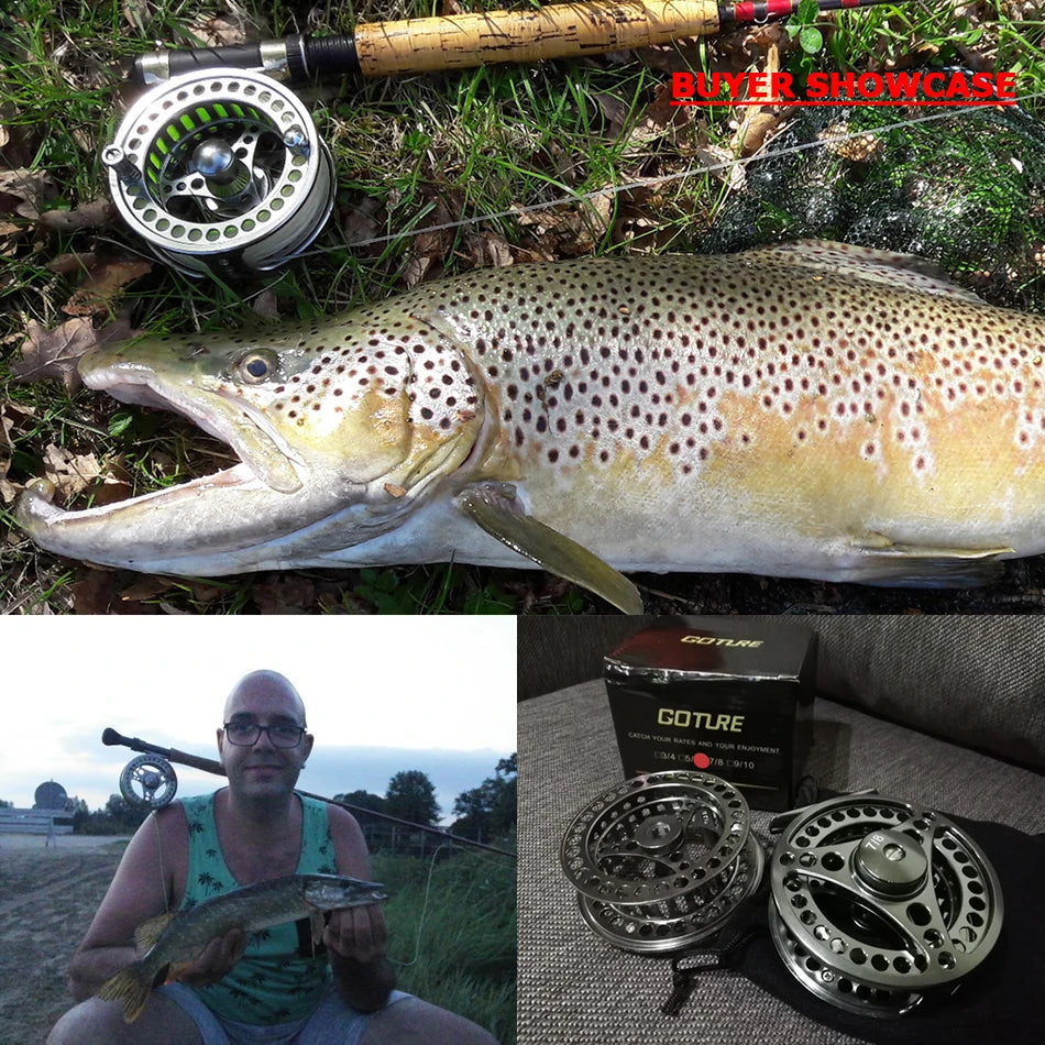 Goture Fly Fishing Reel 3/4 5/6 7/8 9/10 2+1BB Max Drag 8kg Lightweight CNC-machined Large Arbor Left/Right Fly Reel+Spare Spool from China