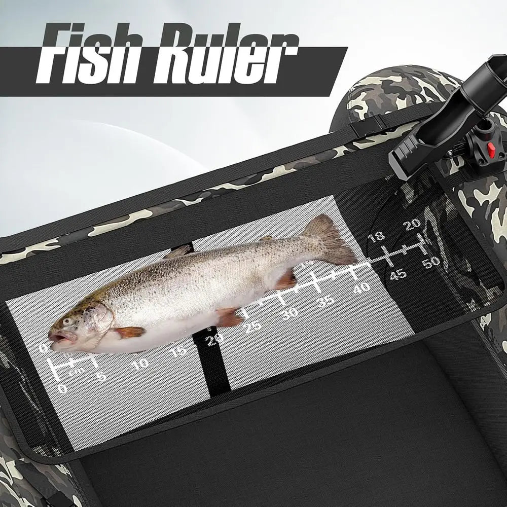 Inflatable 350lbs Fishing Boat with Paddle, Pump, Flippers, Fish Hook Stators, Fish Ruler, Storage Pockets