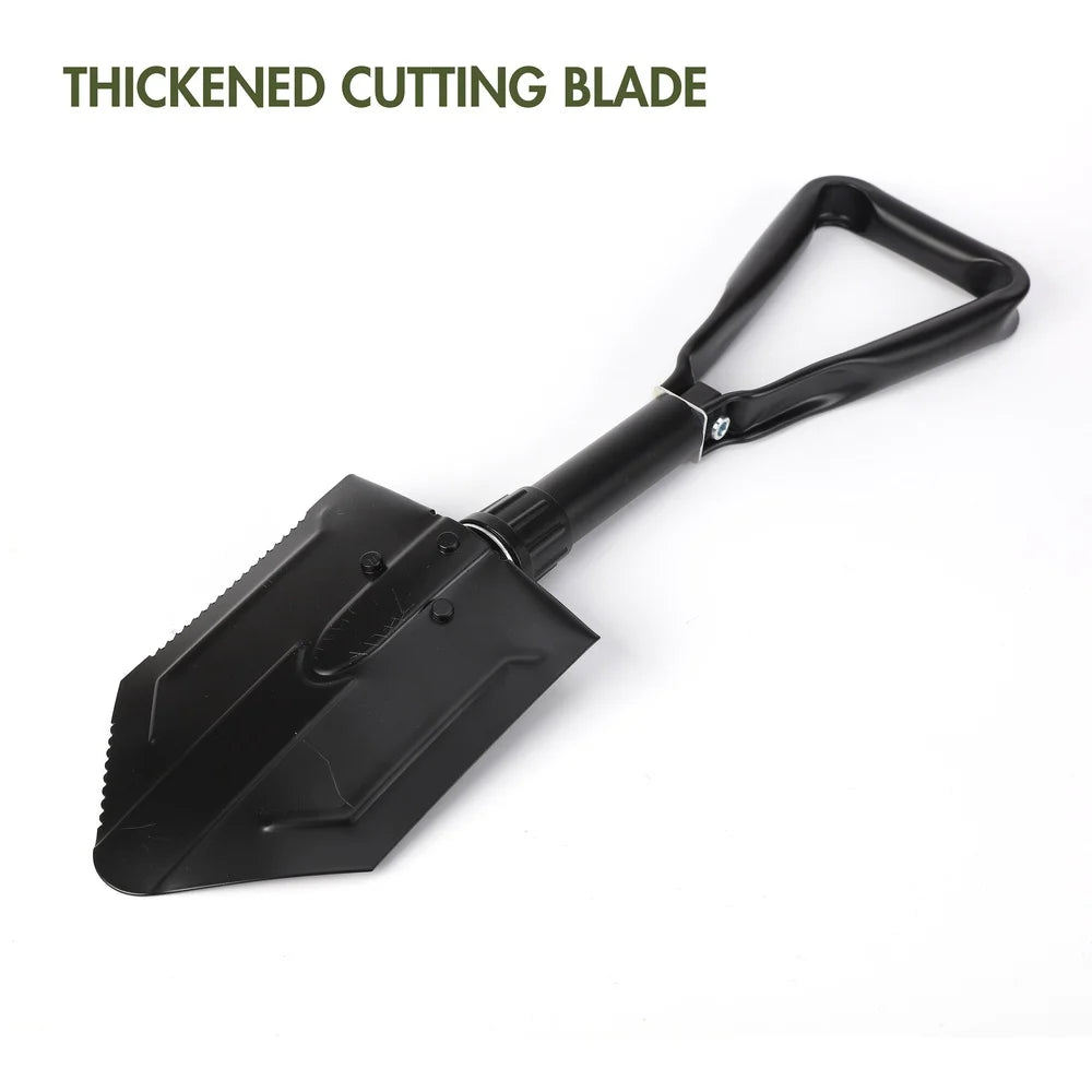 Heavy Duty Lightweight Portable Compact  Foldable Steel Shovel with Serrated Edge