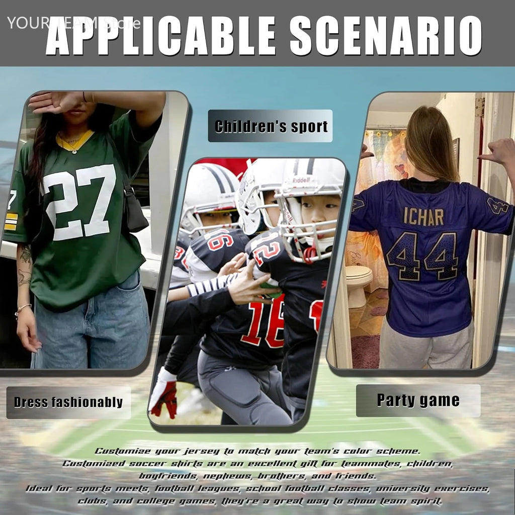 Custom Football Jersey with Personalized Logo Name Number Practice Shirt Stitched Sports Uniform