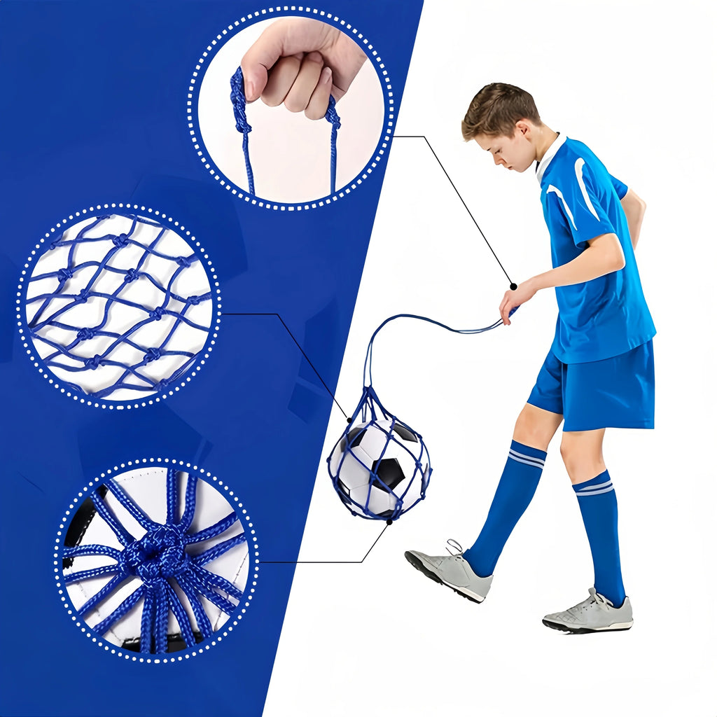 Youth Football Self Trainer Kick Net Pocket Professional Outdoor Sport Nylon Net Basketball Bag Solid Mesh Soccer Ball Carry Bag